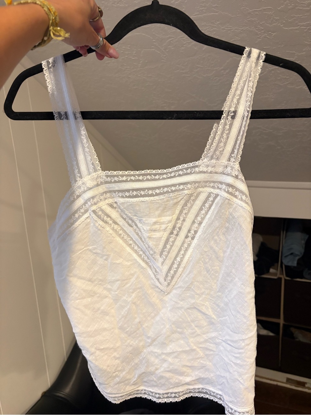vintage Saks Fifth Avenue white cotton lace camisole